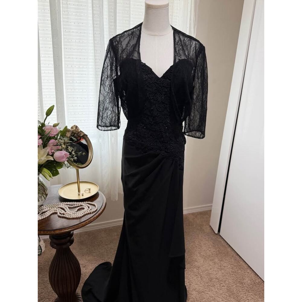 MGNY Black Lace Formal Gown Size 10– Elegant Evening Dress w/ Bolero ✨ NWT
